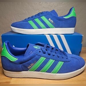 Adidas Gazelle Blue with Green Stripes Men's Sneakers